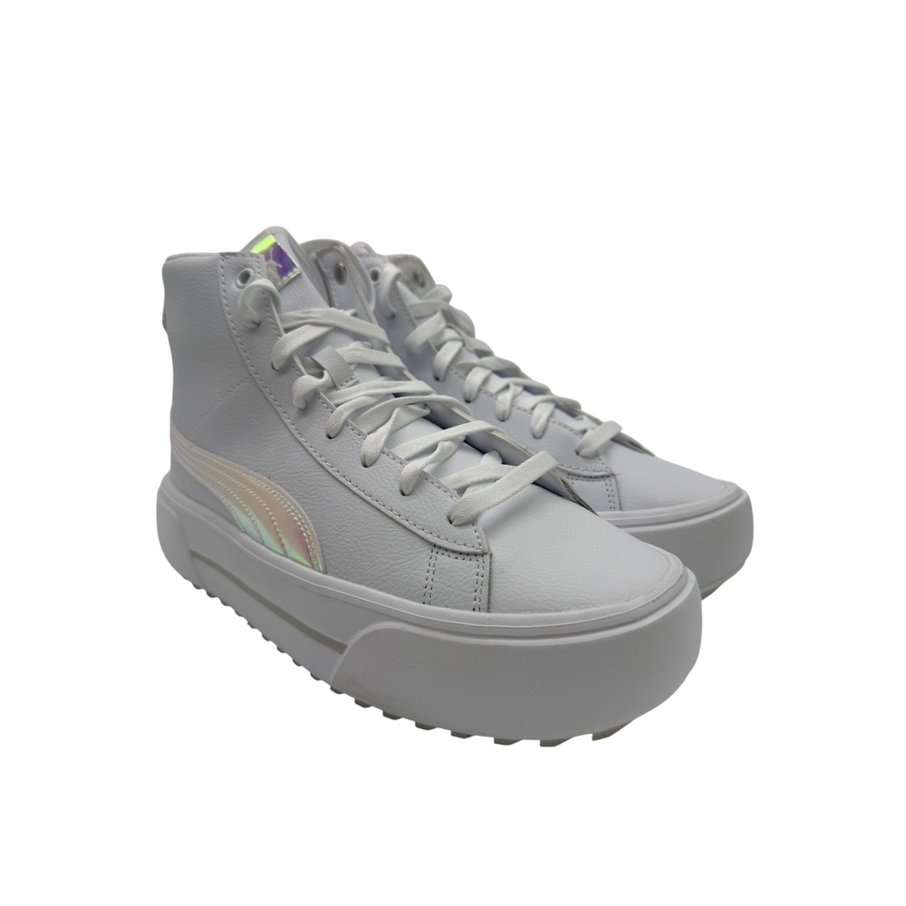 Puma Mayze Mid Sneakers Womens 9.5 White Excellent Iridescent Platform 385414-01 - Picture 2 of 8